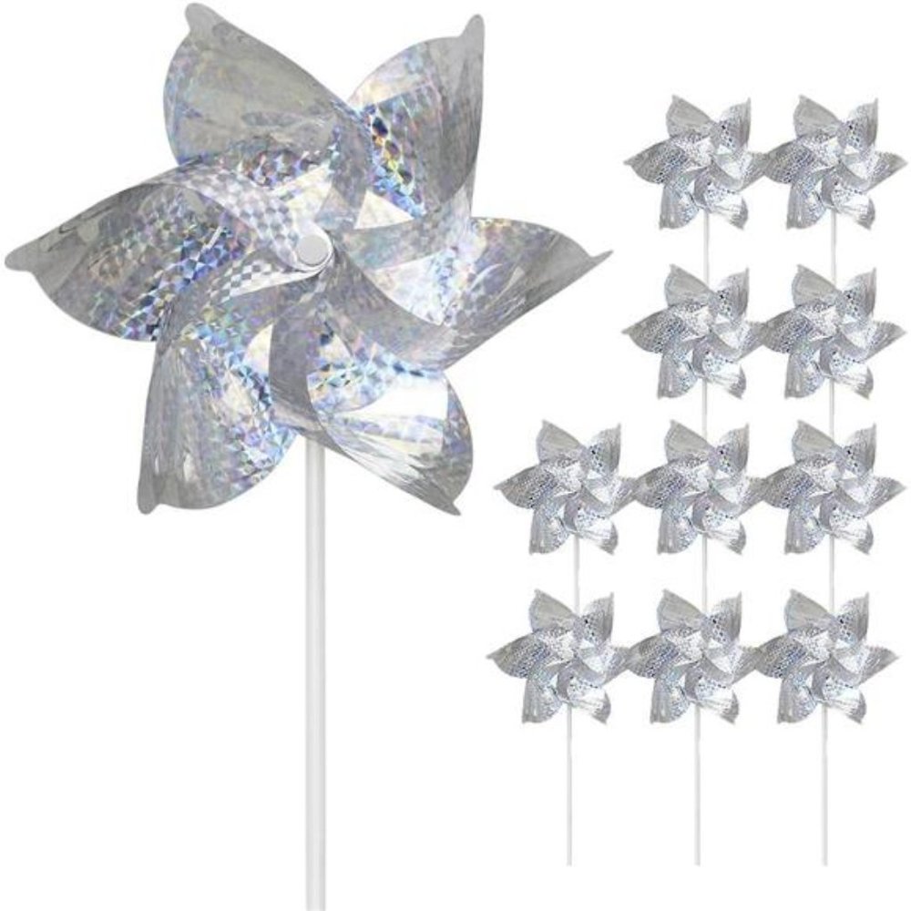 Reflective Pinwheels,10-Pack Extra Sparkly Pinwheels for Garden Decor (10 Pack).